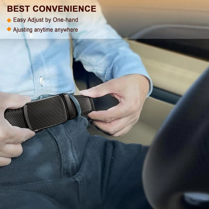 Men's Business Sliding Ratchet Geniune Leather Belt - Image 6