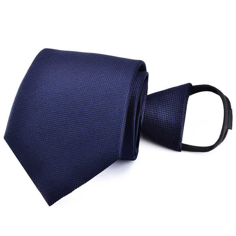 Men's Bussiness Zipper Tie Plaid Striped Necktie - Image 15