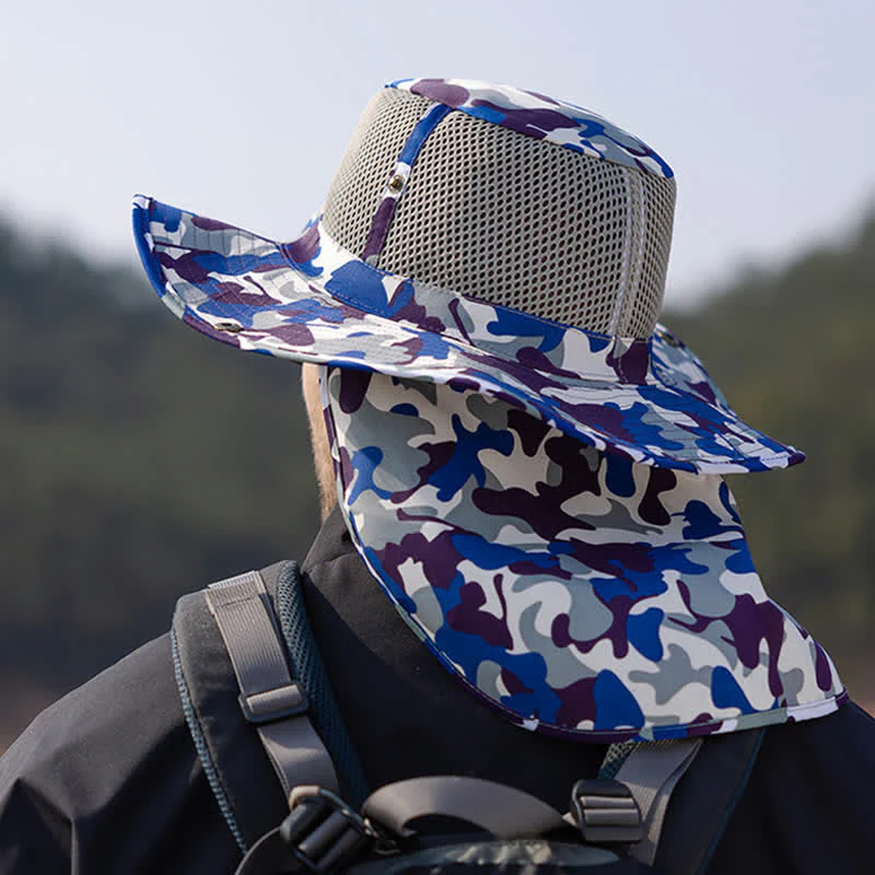 Men's Camouflage Sun Mesh Design Bucket Hat - Image 19