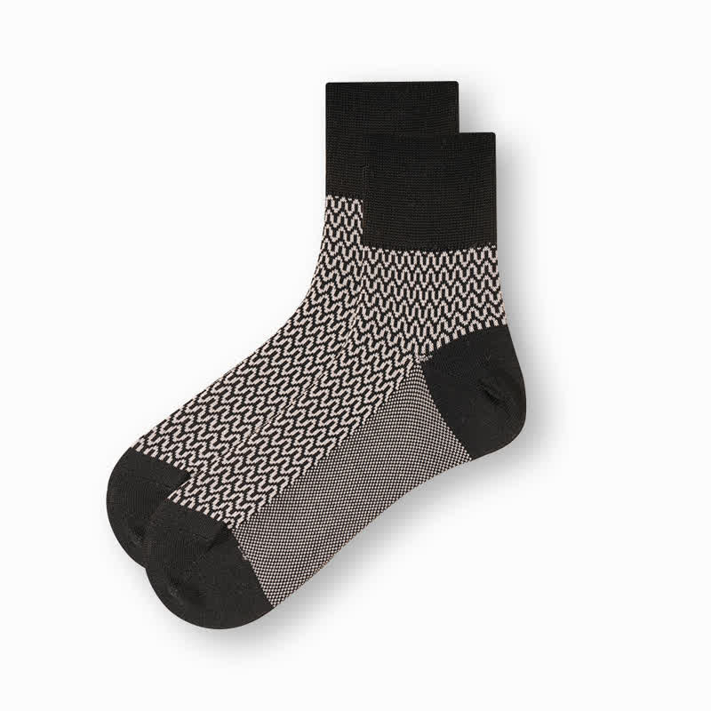 Men's Casual Black & White Mercerized Cotton Socks - Image 13