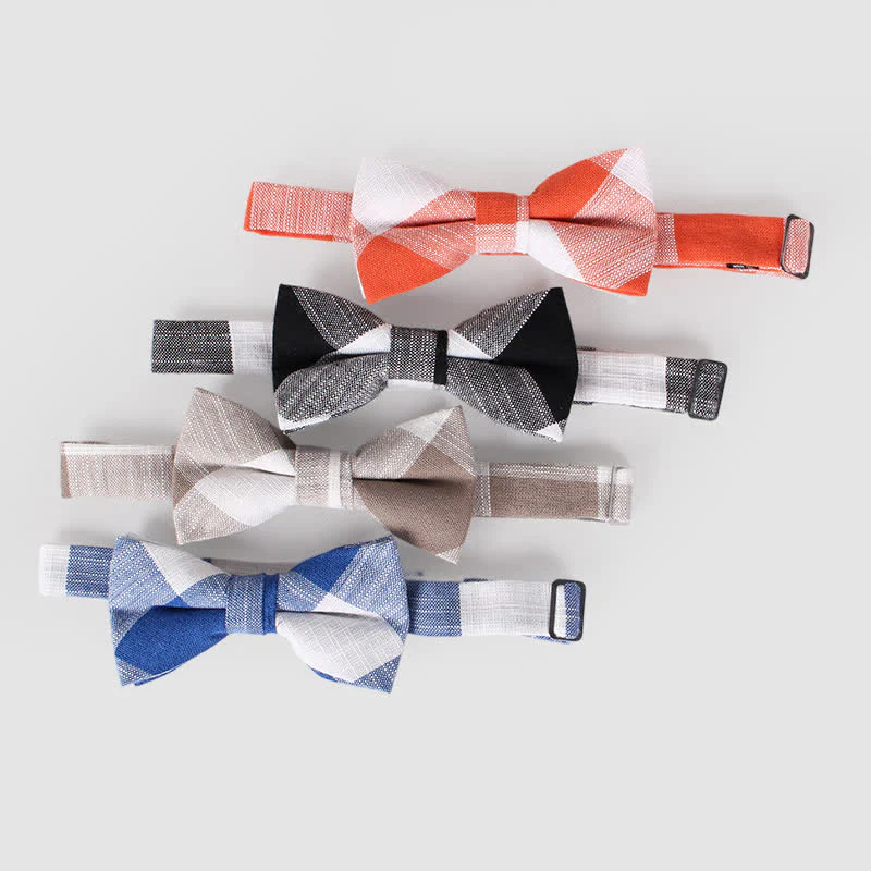 Men's Casual Classic Checked Striped Cotton Bow Tie - Image 3
