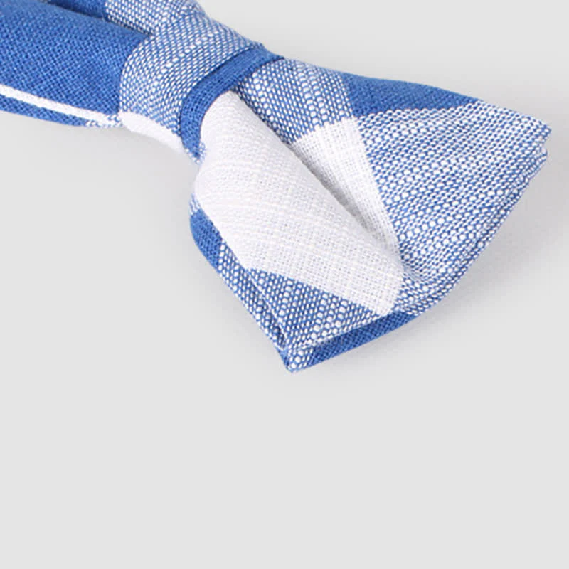Men's Casual Classic Checked Striped Cotton Bow Tie - Image 5