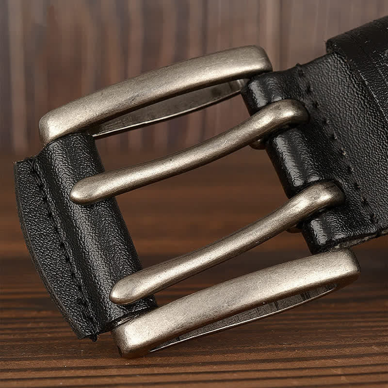 Men's Casual Double Prong Trouser Leather Belt - Image 3