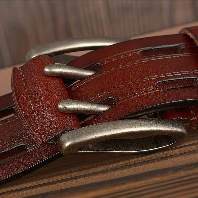 Men's Casual Double Prong Trouser Leather Belt - Image 4