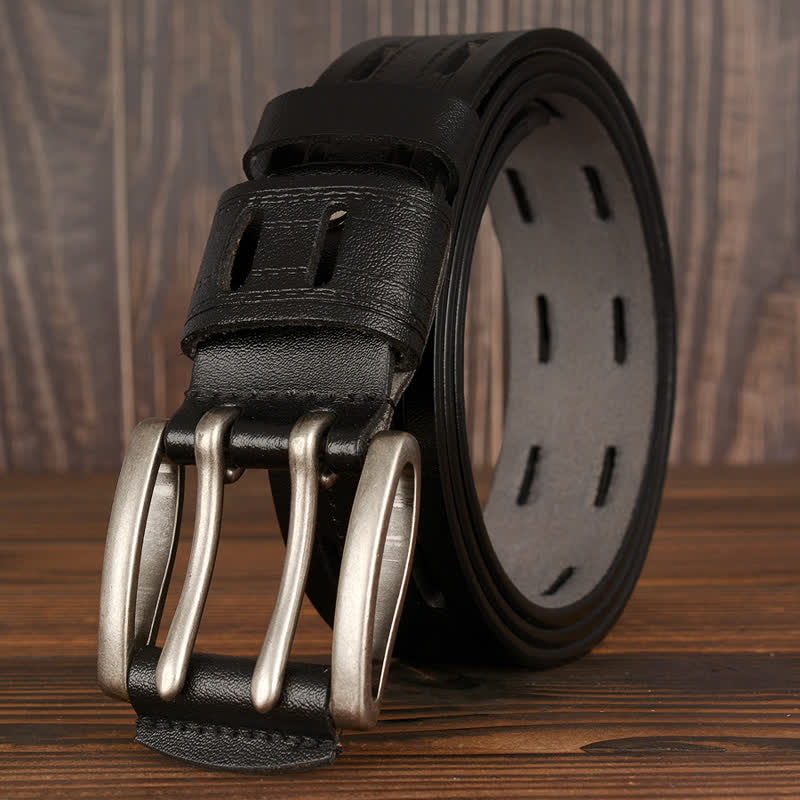 Men's Casual Double Prong Trouser Leather Belt - Image 7