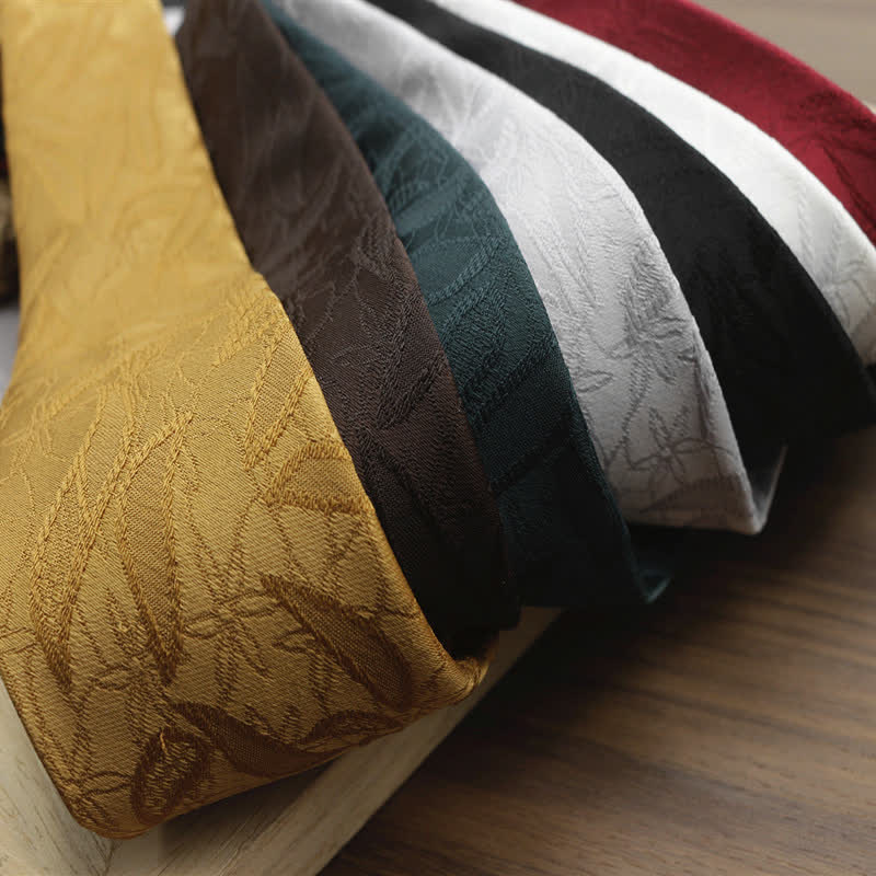 Men's Casual Floral Jacquard Leaves Pattern Necktie - Image 3