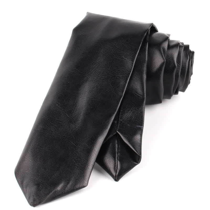 Men's Casual Narrow PU Leather Necktie - Image 11
