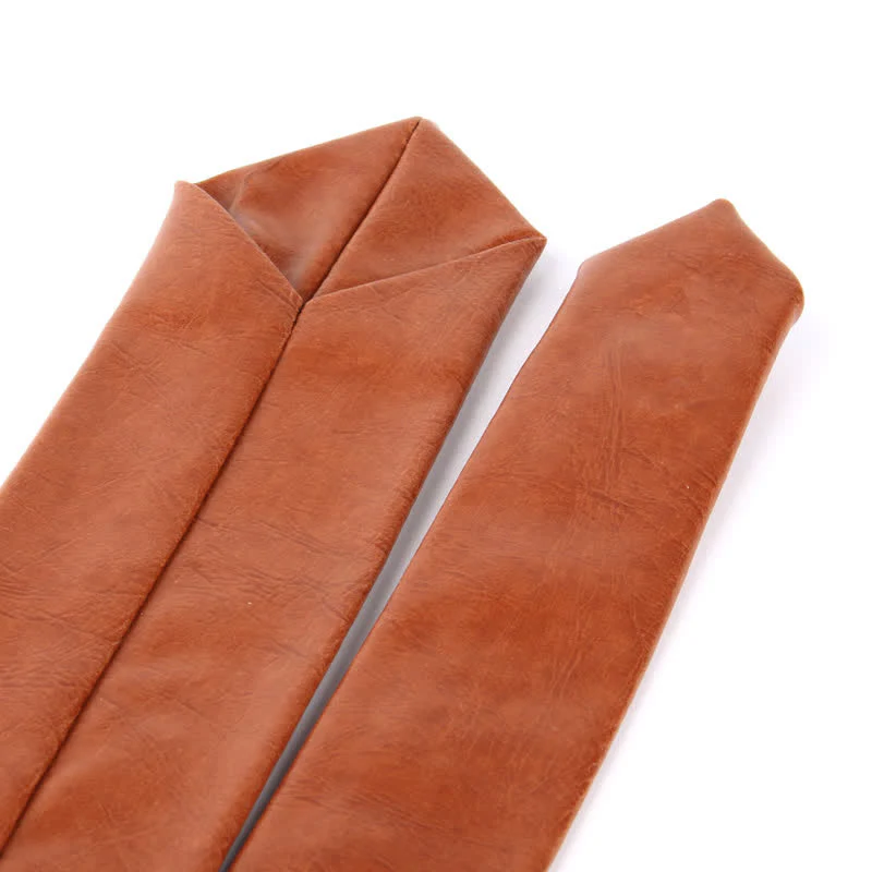 Men's Casual Narrow PU Leather Necktie - Image 5