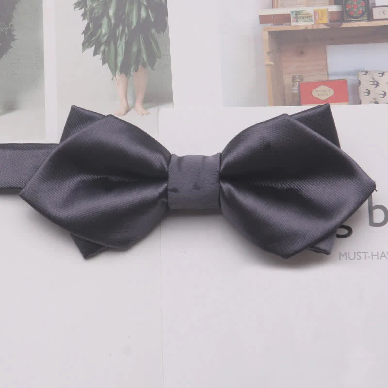Men's Casual Solid Color Double Layered Pointed Bow Tie - Image 10
