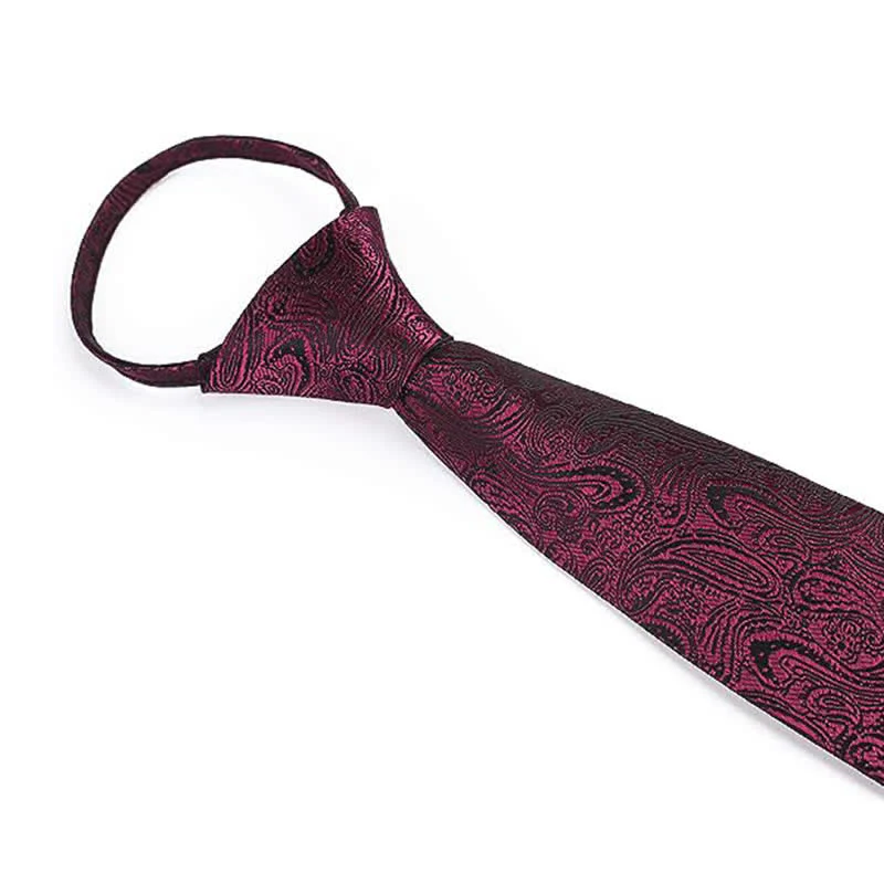 Men's Casual Zipper Tie Paisley Necktie - Image 6
