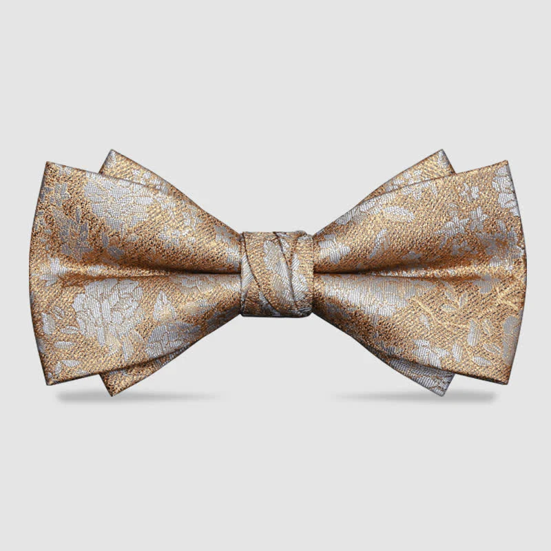 Men's Champagne Flowers Double Layers Bow Tie