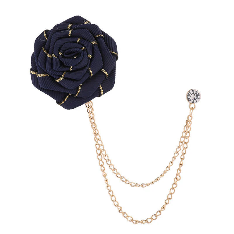 Men's Charming Floral Rose Chain Brooch - Image 11