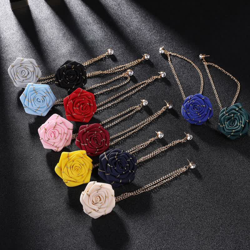 Men's Charming Floral Rose Chain Brooch - Image 2