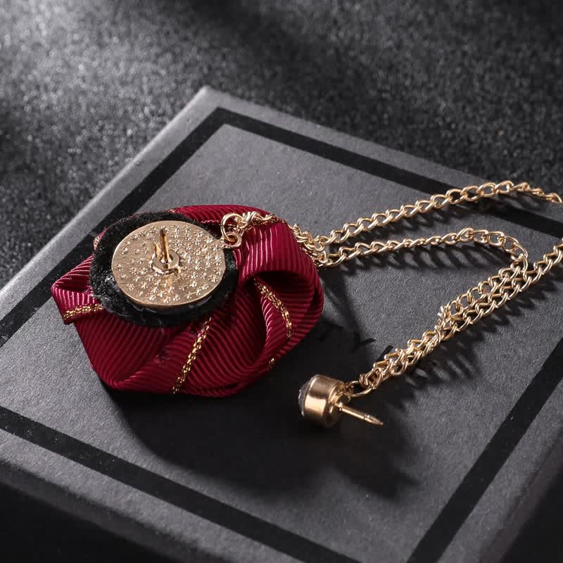 Men's Charming Floral Rose Chain Brooch - Image 4