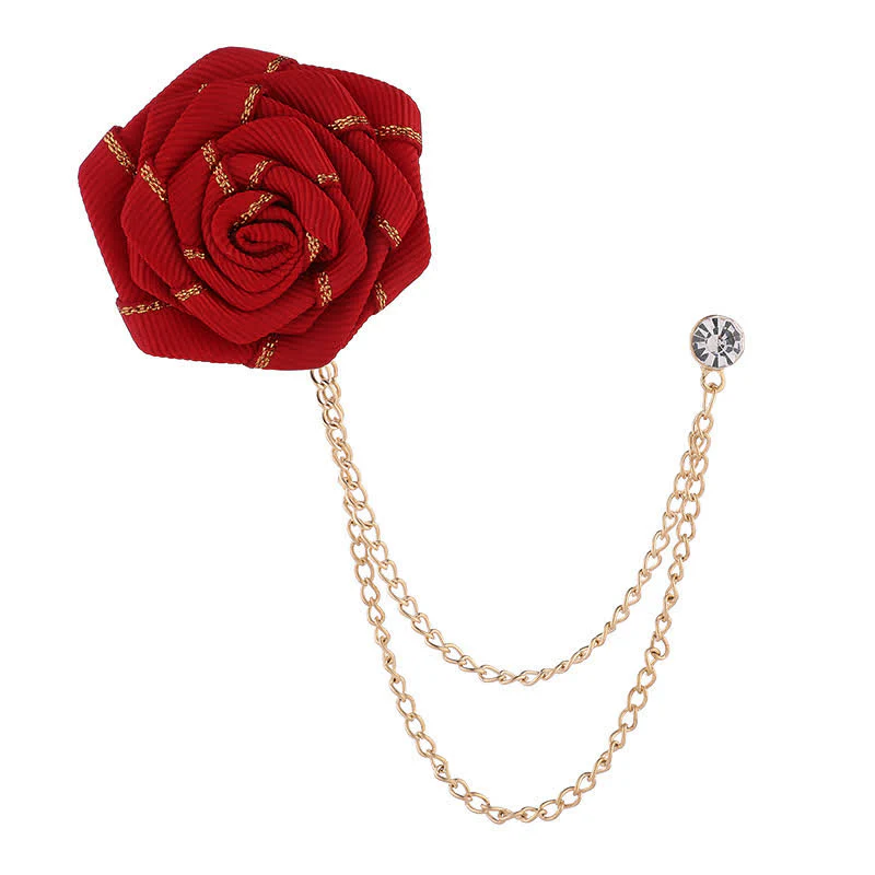 Men's Charming Floral Rose Chain Brooch - Image 7