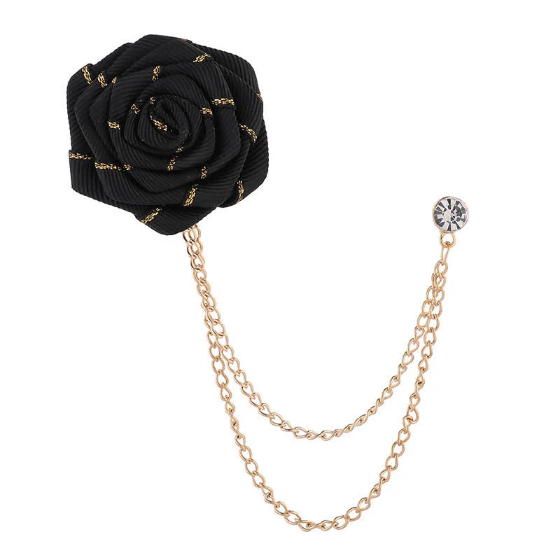 Men's Charming Floral Rose Chain Brooch - Image 9