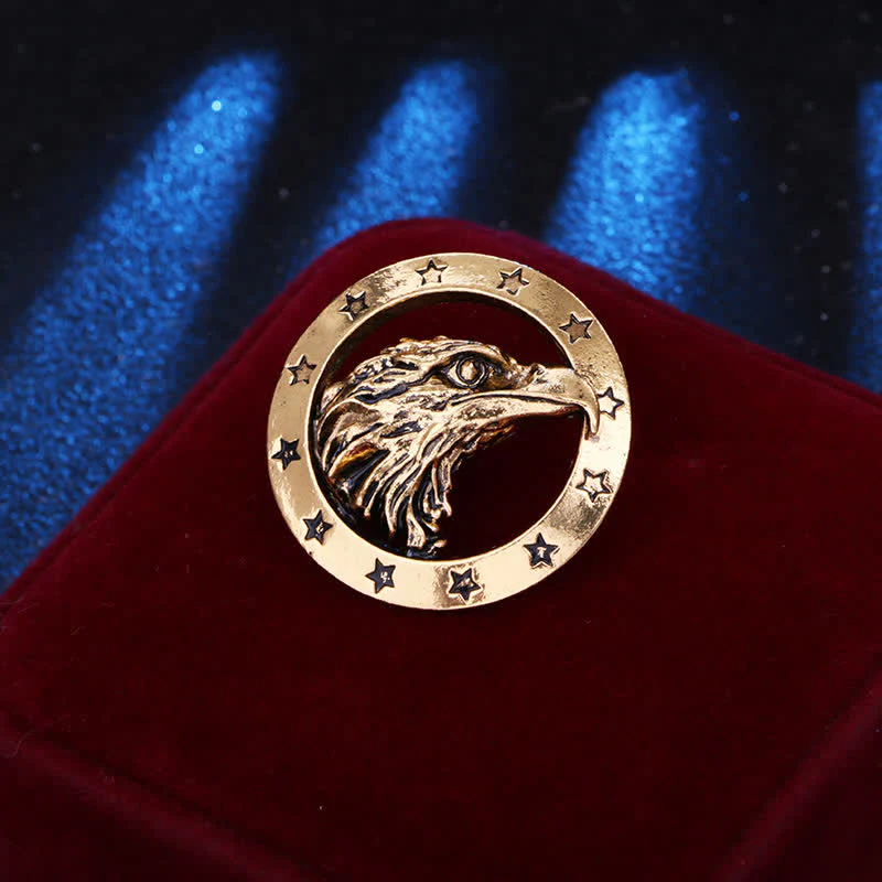 Men's Circle Hawk Head Brooch - Image 3