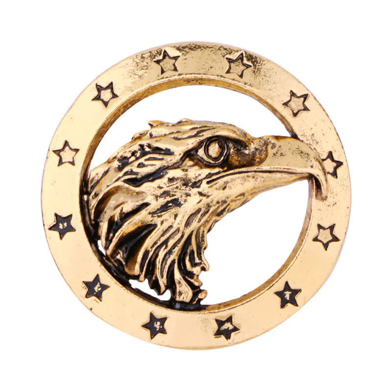 Men's Circle Hawk Head Brooch - Image 6