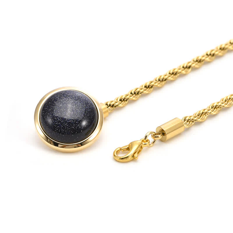 Men's Classic Natural Gemstone Lapel Chain Suit Brooch With Hanging Chain - Image 3