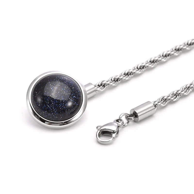 Men's Classic Natural Gemstone Lapel Chain Suit Brooch With Hanging Chain - Image 4