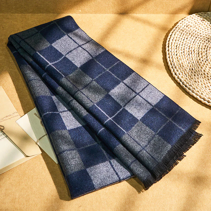 Men's Classic Plaid Tassel Warm Scarf - Image 5