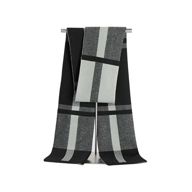 Men's Classic Plaid Wool Blend Knitted Scarf - Image 3