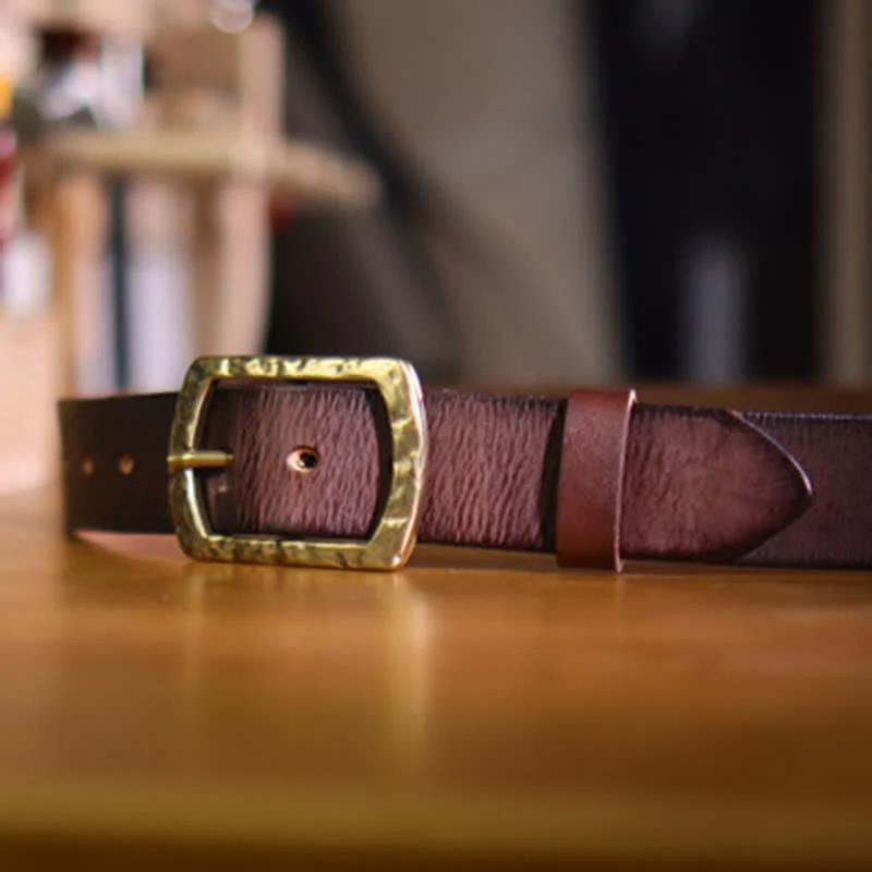 Men's Classic Retro Distressed Design Leather Belt - Image 3