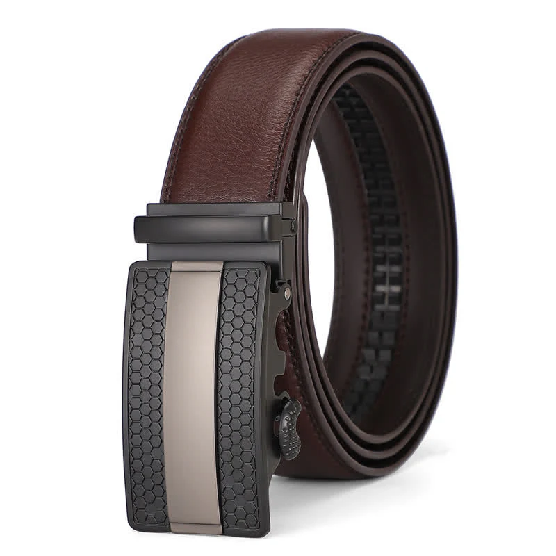 Men's Classy Sliding Buckle Ratchet Leather Belt - Image 7