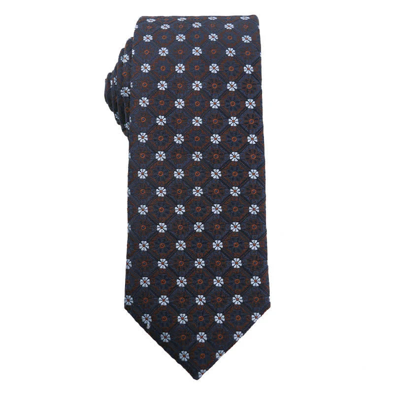 Men's Coffee Brown Series Paisley Striped Necktie - Image 7