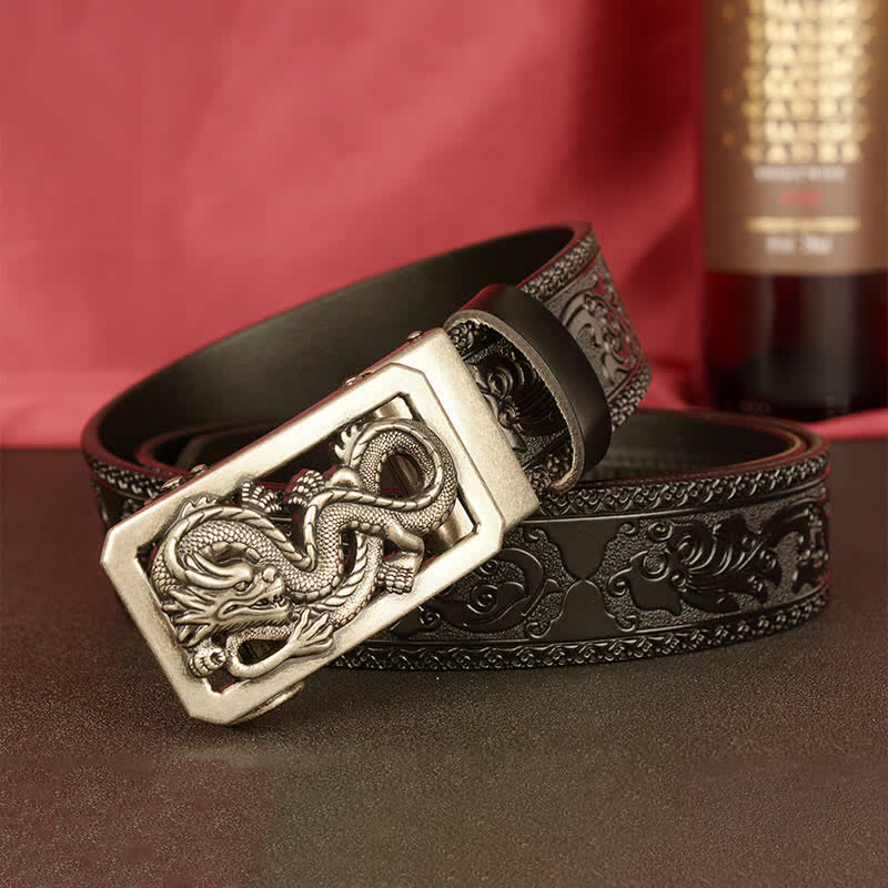 Men's Coiling Dragon Embossing Leather Belt - Image 19