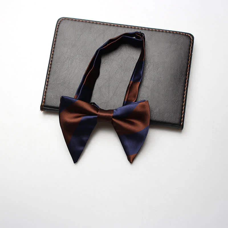 Men's College Striped Oversized Pointed Bow Tie - Image 2