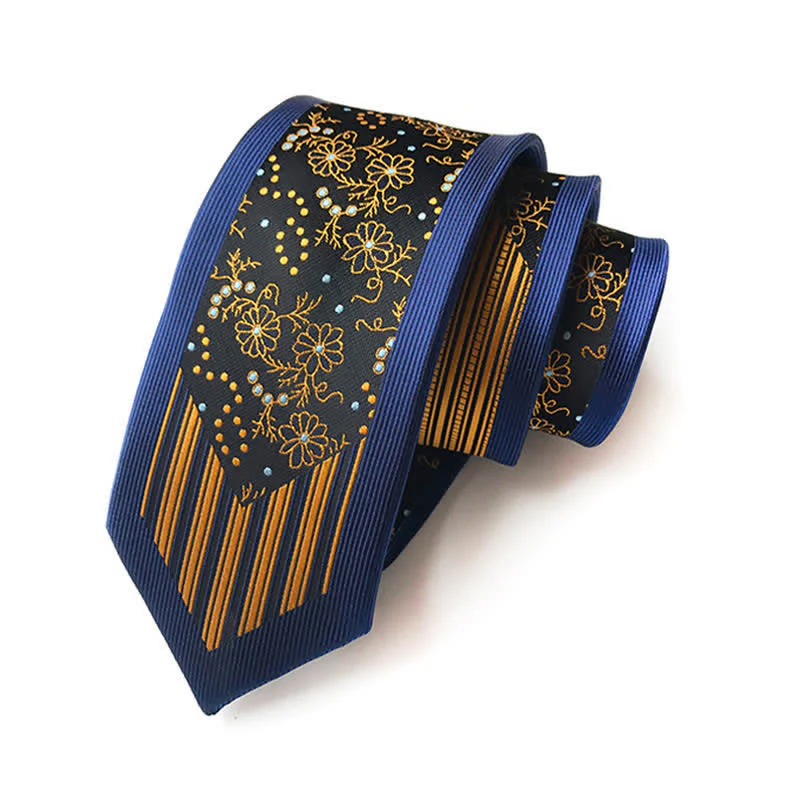 Men's Collision Inspire Paisley Floral Striped Necktie - Image 2