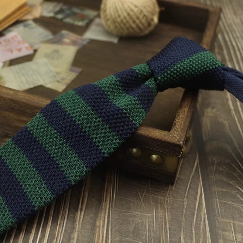 Men's Color Block Pattern Striped Knitted Necktie - Image 17