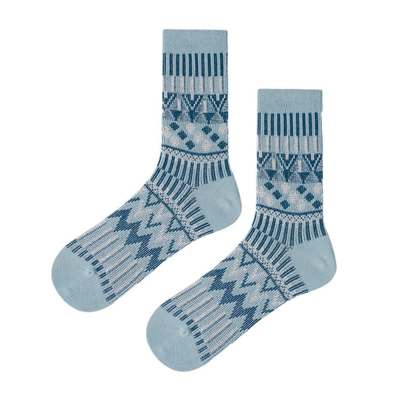 Colored Tribal-Like Pattern Cotton Socks - Image 12