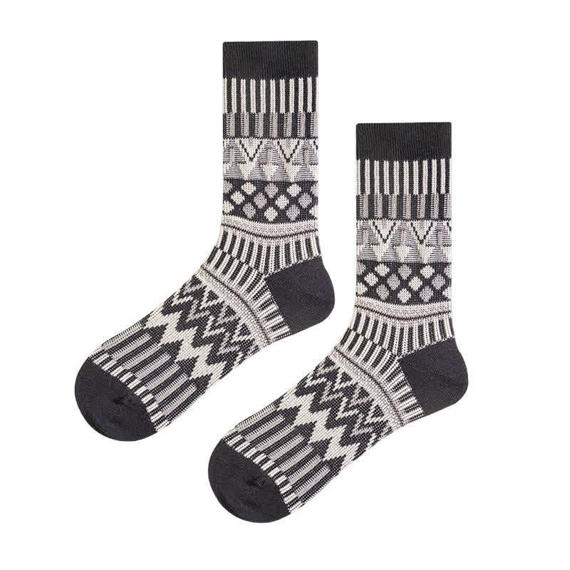 Colored Tribal-Like Pattern Cotton Socks - Image 14