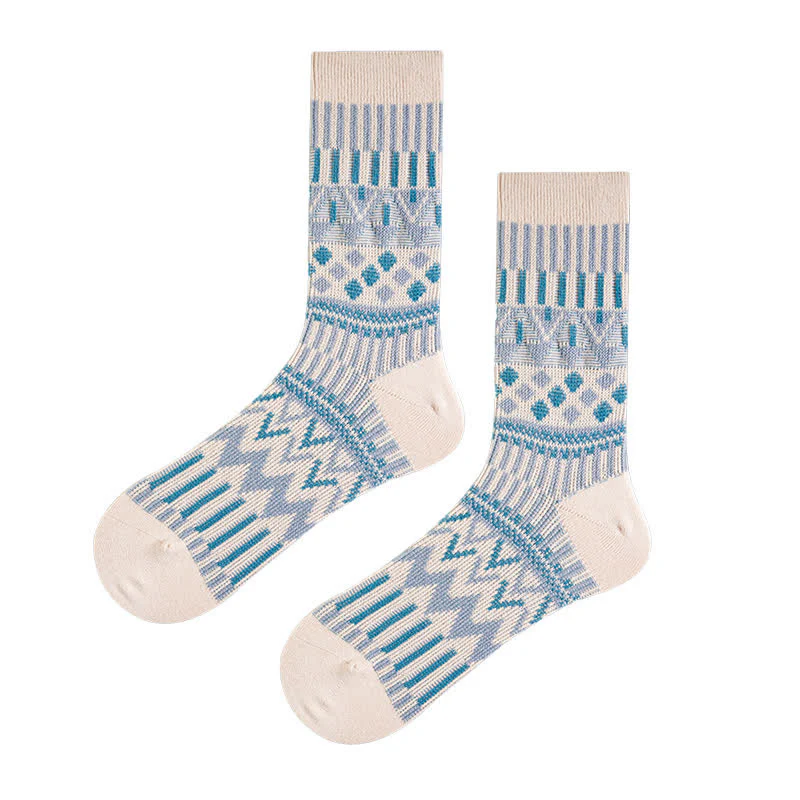 Colored Tribal-Like Pattern Cotton Socks - Image 19