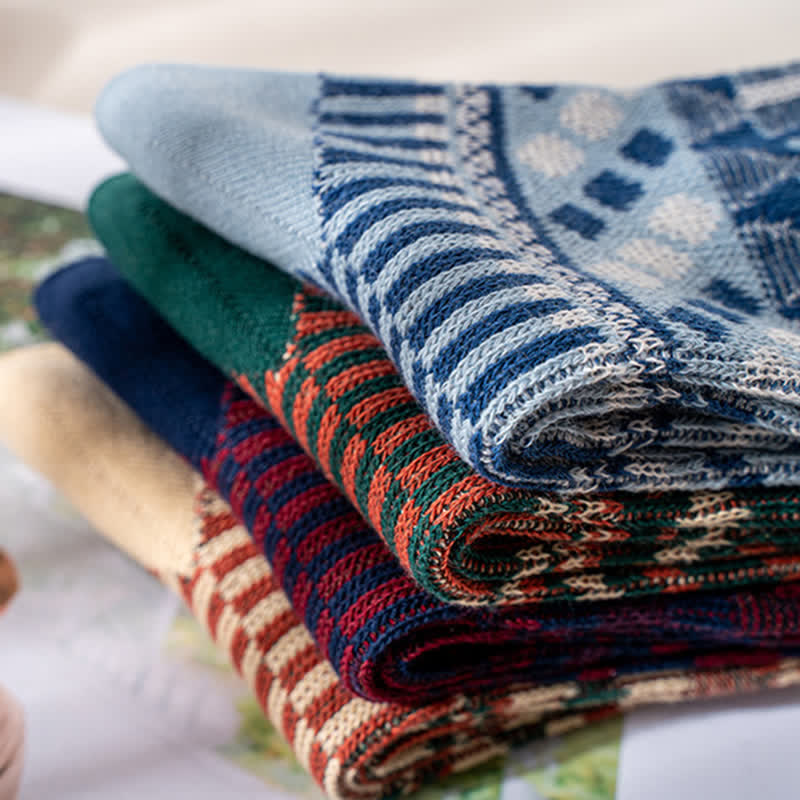 Colored Tribal-Like Pattern Cotton Socks - Image 7