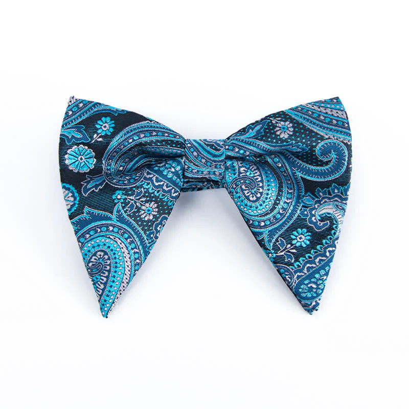 Men's Colorful Paisley Oversized Pointed Bow Tie - Image 15