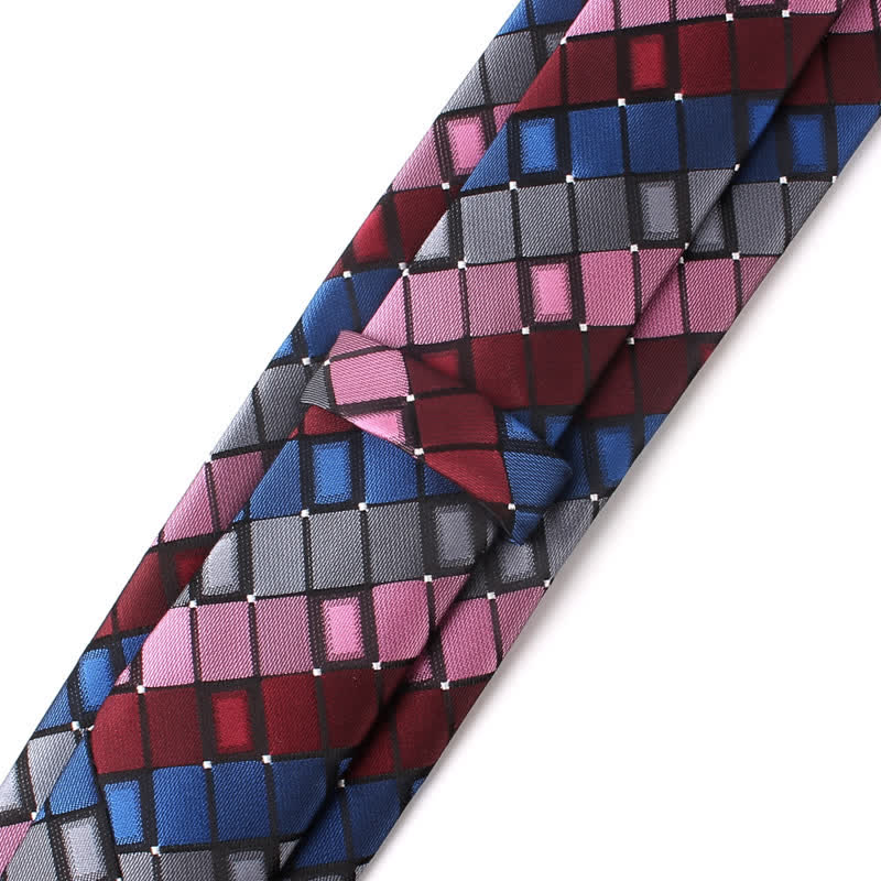 Men's Colorful Patch Square Checkered Necktie - Image 5