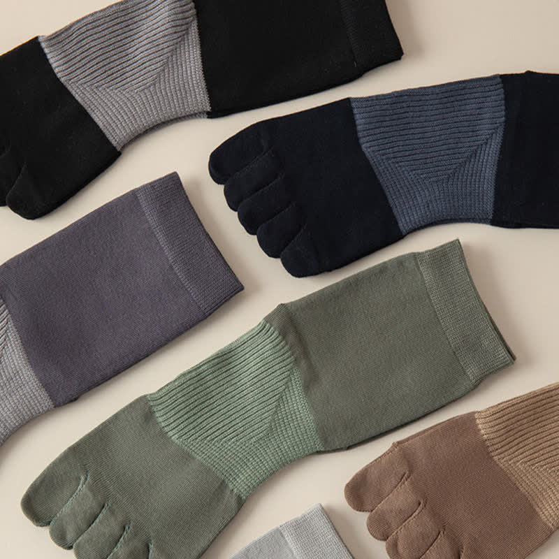 Men's Comfort Pure Cotton Split Five Toes Crew Socks - Image 6
