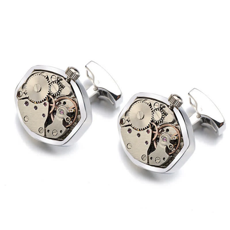 Men's Cool Watch Movement Steampunk Cufflinks - Image 2