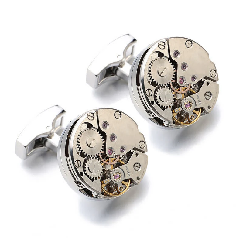 Men's Cool Watch Movement Steampunk Cufflinks - Image 4