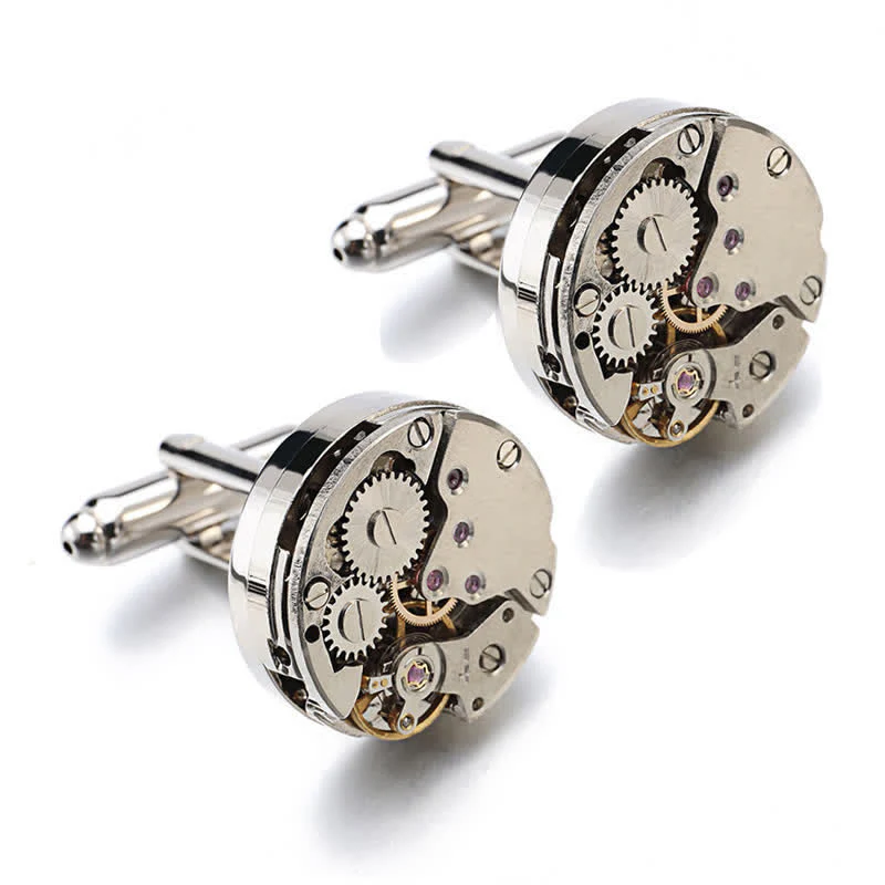 Men's Cool Watch Movement Steampunk Cufflinks - Image 5