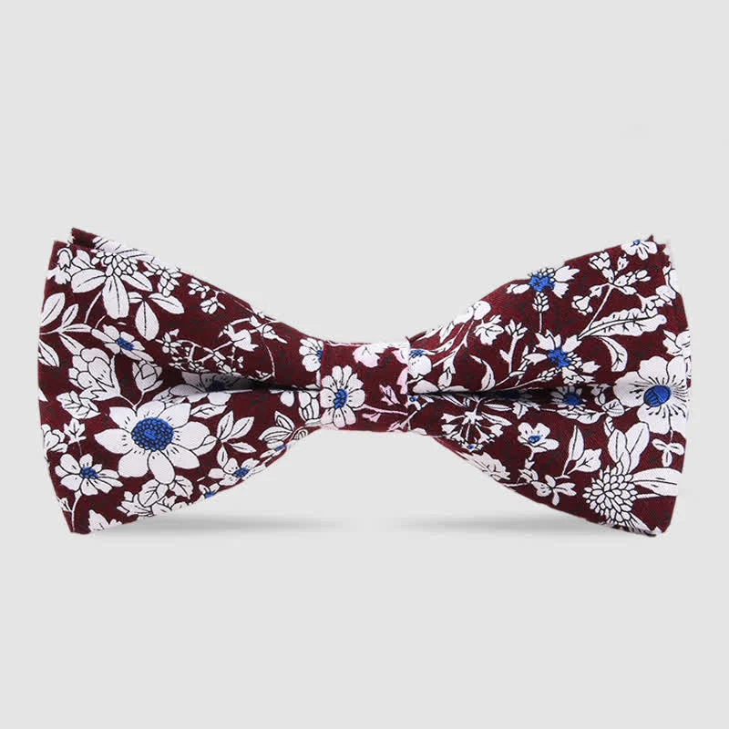 Men's Cotton Forest Floral Printing Bow Tie - Image 10