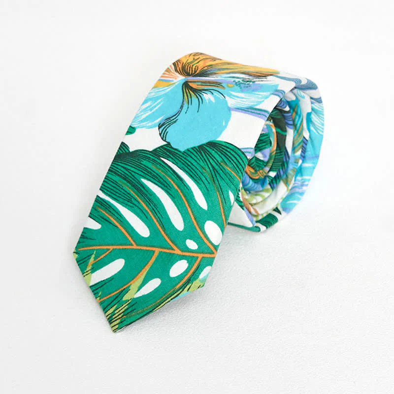 Men's Cotton Printed Floral Skinny Necktie - Image 6