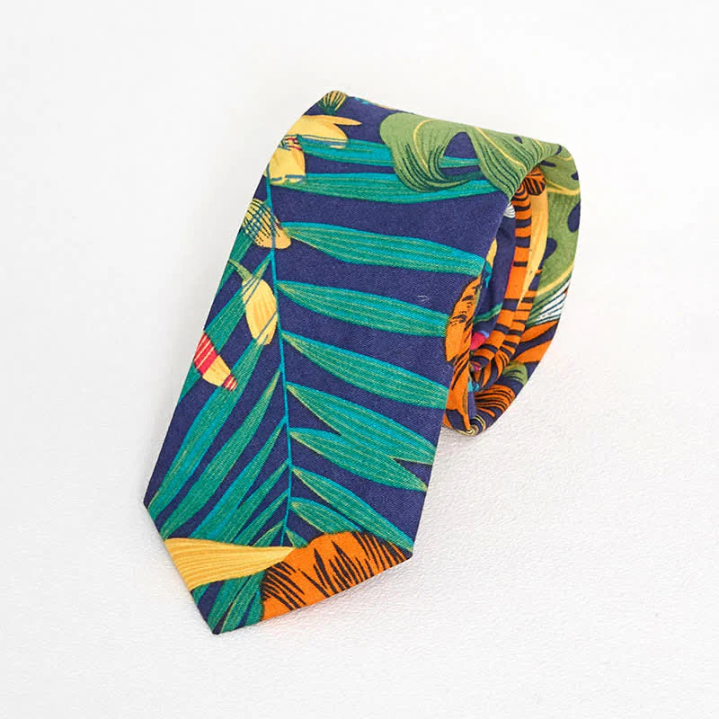 Men's Cotton Printed Floral Skinny Necktie - Image 8