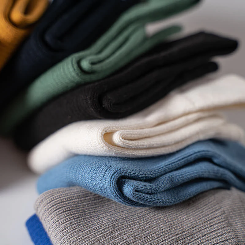Men's Cozy Solid Color Ribbed Cotton Socks - Image 9