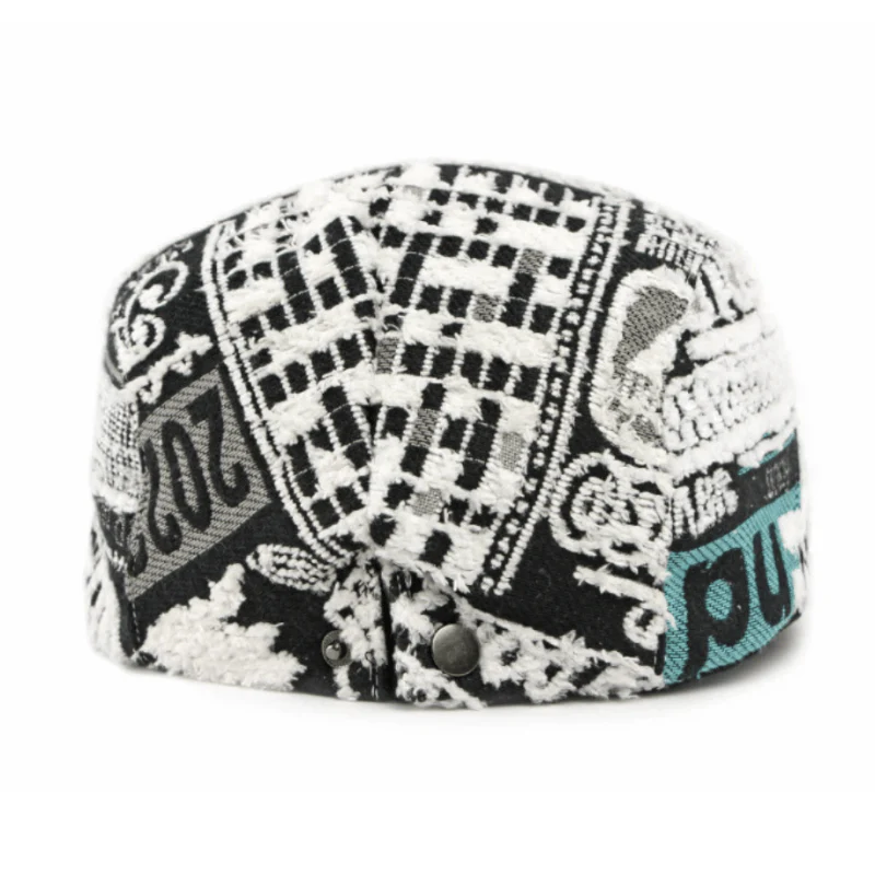 Men's Creative Splicing Printed Hairy Winter Beret Hat - Image 5