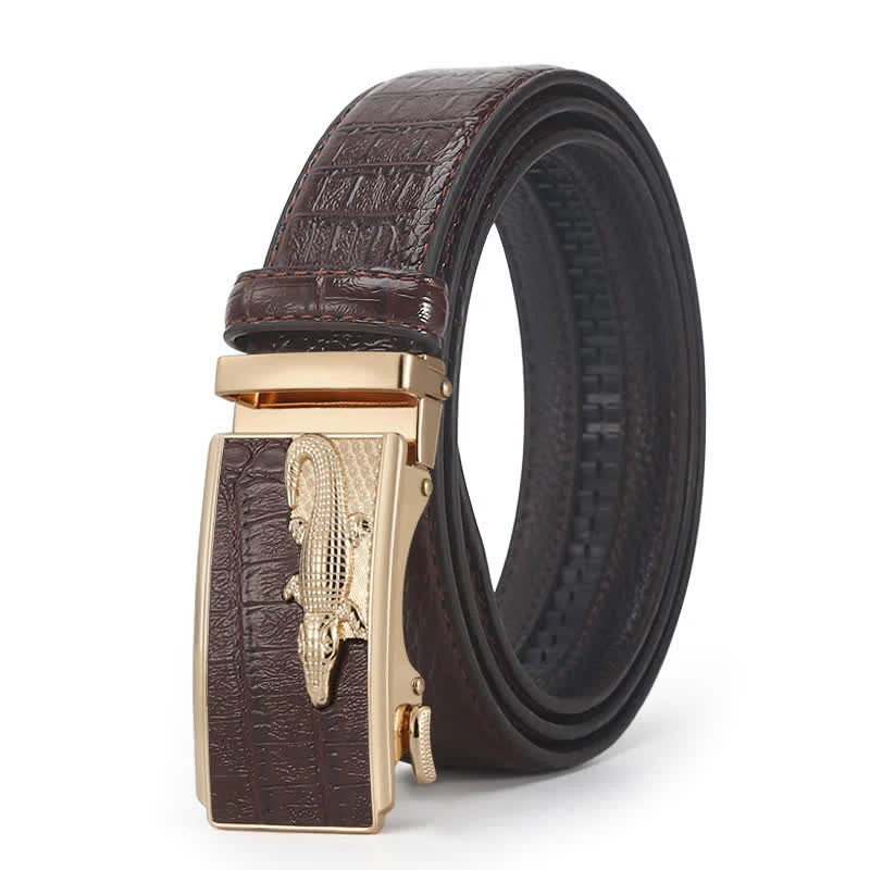 Men's Crocodile Pattern Automatic Buckle Leather Belt - Image 31