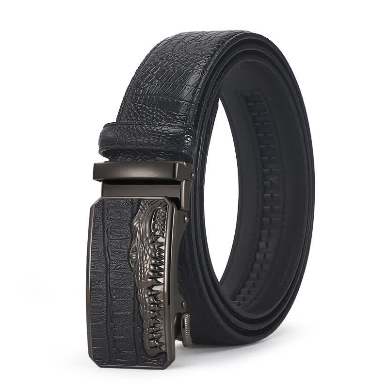 Men's Crocodile Pattern Automatic Buckle Leather Belt - Image 34